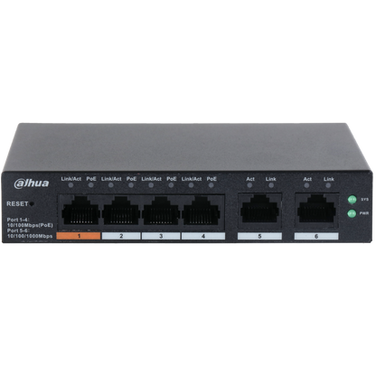 DAHUA Network Switch 6 Ports (4 x PoE) Cloud Management Via Dolynk CS4006-4ET-60