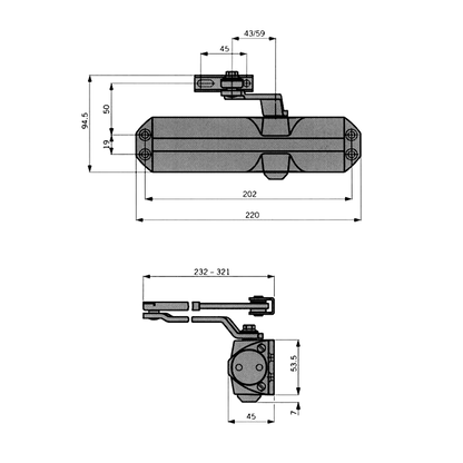 DORMAKABA TS68 Size 2-4 Overhead Door Closer