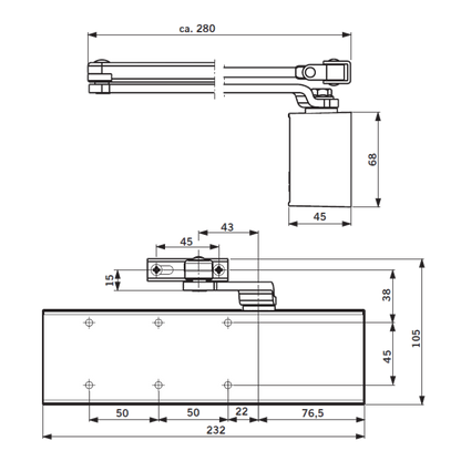 DORMAKABA TS71EN Size 3-4 Overhead Door Closer