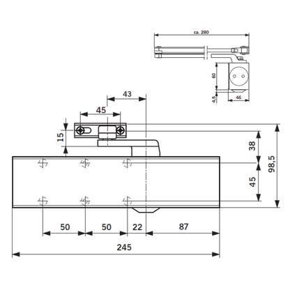 DORMAKABA TS83SE Size 3-6 Overhead Door Closer