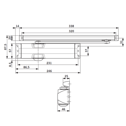 DORMAKABA TS90 Size 3 Cam Action Overhead Door Closer