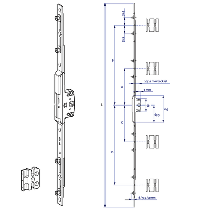 ELITE Fixed Twin Espag Rod 8mm Cam 20mm Backset