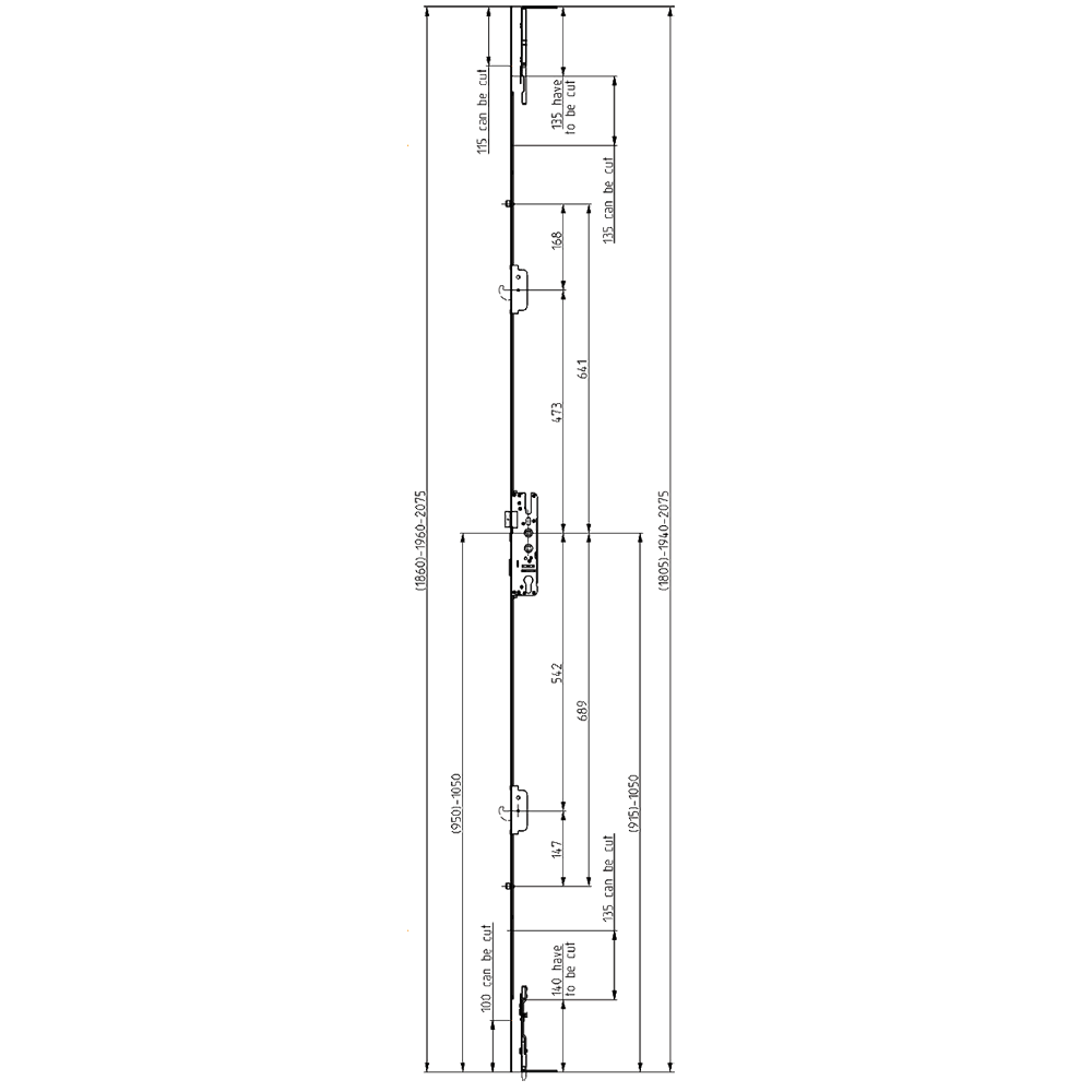 ELITE Compact Lever Operated Latch & Deadbolt Twin Spindle Designed To Accept Optional Shootbolts - 2 Hook 2 Roller