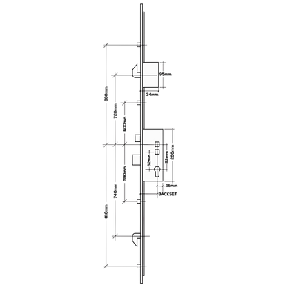 ELITE Standard Lever Operated Latch & Deadbolt Twin Spindle Designed To Accept Optional Shootbolts - 2 Hook 4 Roller