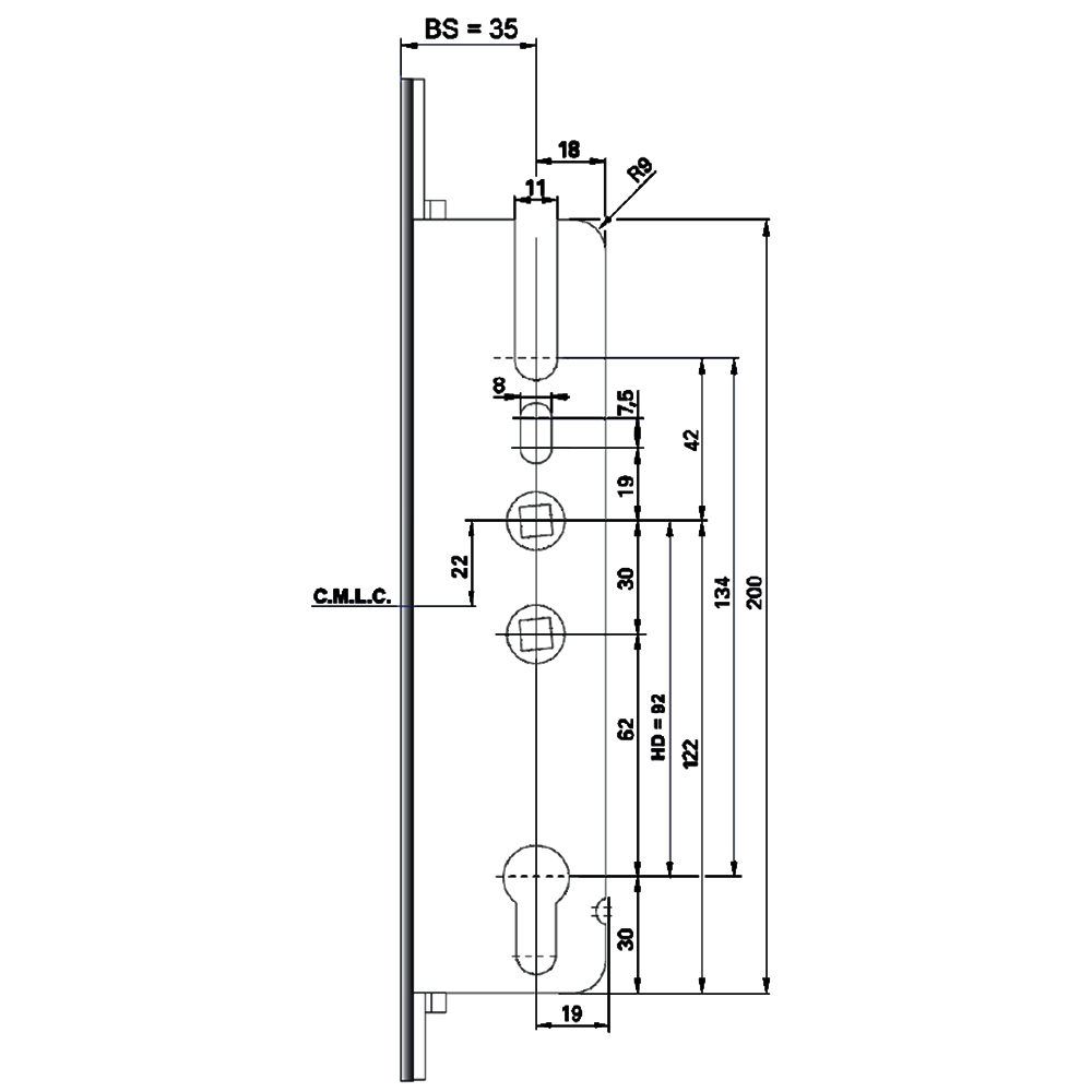 ELITE Key Wind Locking Lever Operated Latch & Deadbolt Single Spindle 20mm Faceplate - 2 Deadlocking Latch Bolts