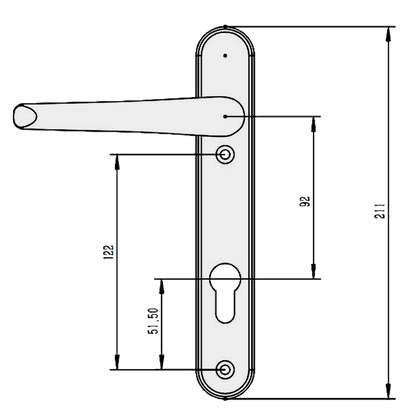 ELITE Lever/Lever UPVC Handle 211mm Short Backplate