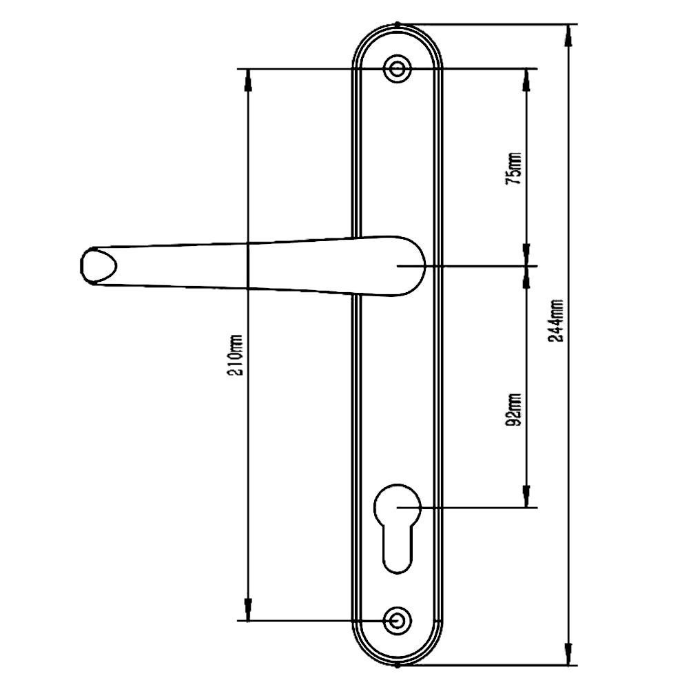 ELITE Lever/Lever UPVC Handle 244mm Long Backplate