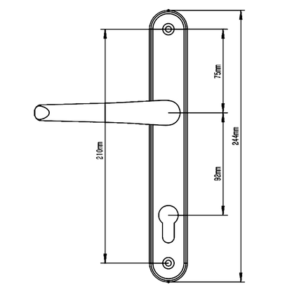 ELITE Lever/Lever UPVC Handle 244mm Long Backplate