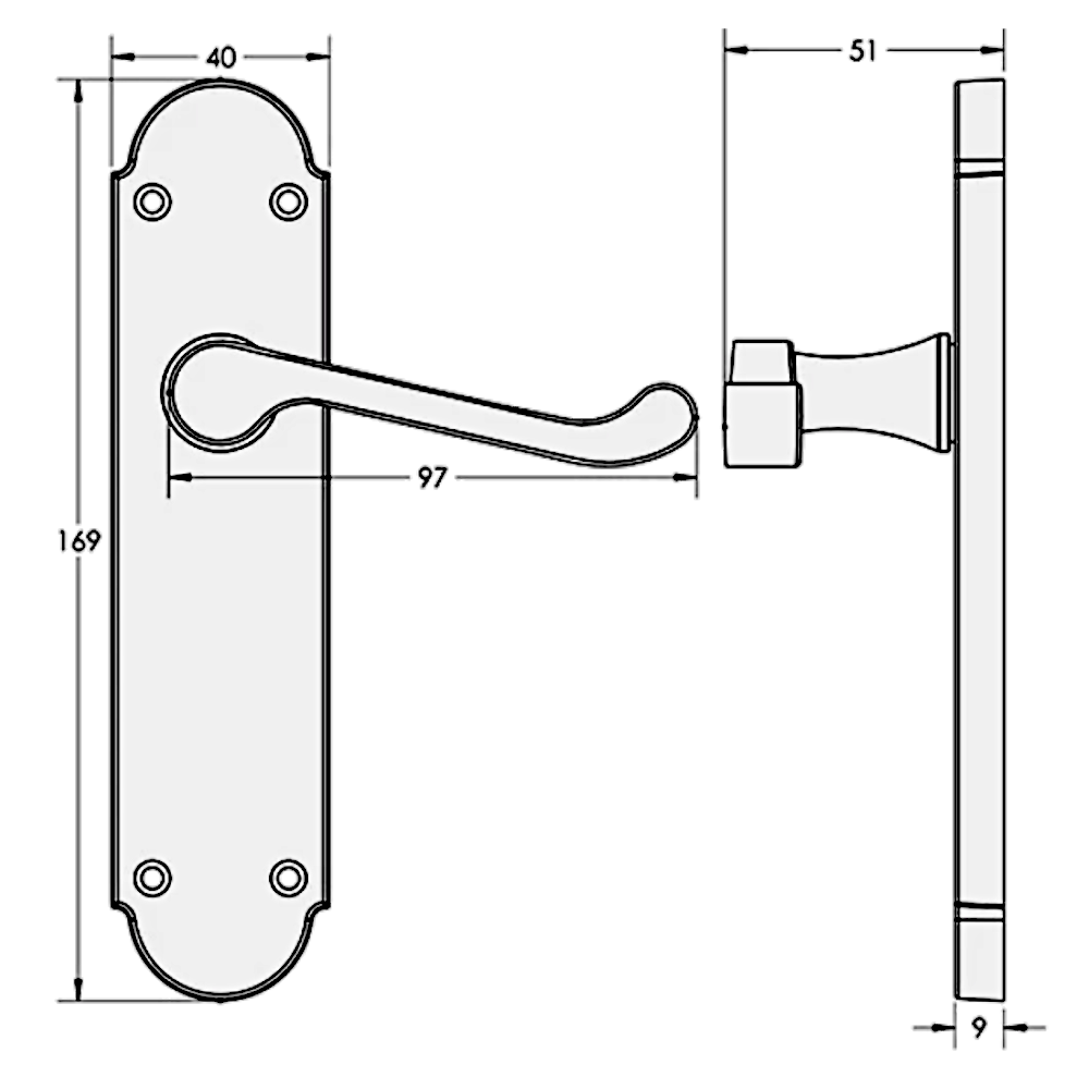 EPSOM Lever Latch Plate Door Handles
