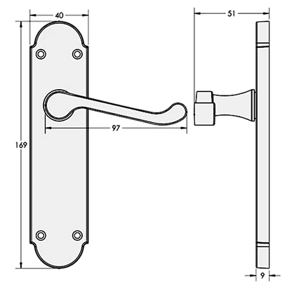 EPSOM Lever Latch Plate Door Handles