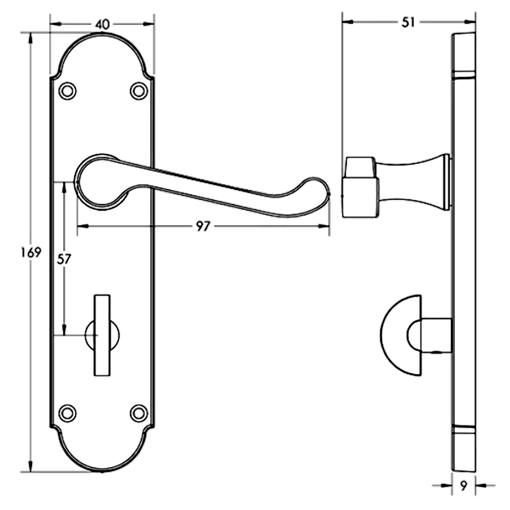 EPSOM Bathroom Plate Door Handles