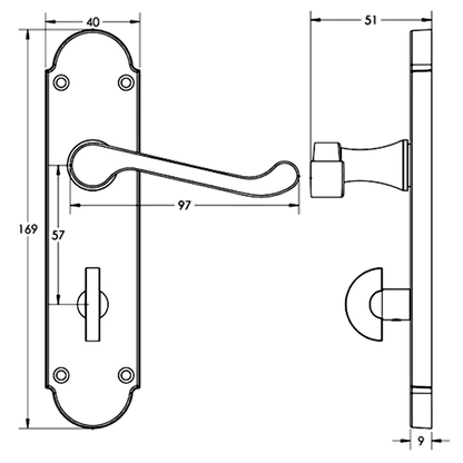 EPSOM Bathroom Plate Door Handles