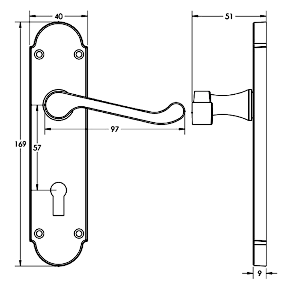 EPSOM Lever Lock Plate Door Handles