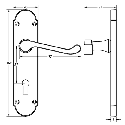 EPSOM Lever Lock Plate Door Handles