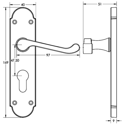EPSOM Lever Euro Plate Door Handles