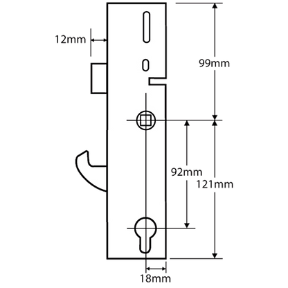 ERA Lever Operated Latch & Hookbolt Split Spindle - Centre Case