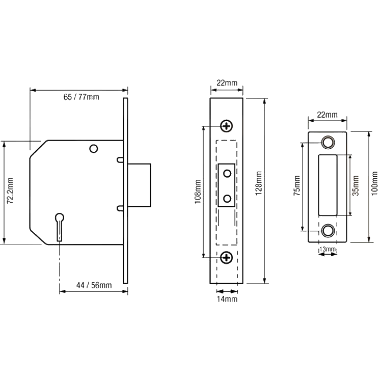 ERA 472 & 572 3 Lever Deadlock