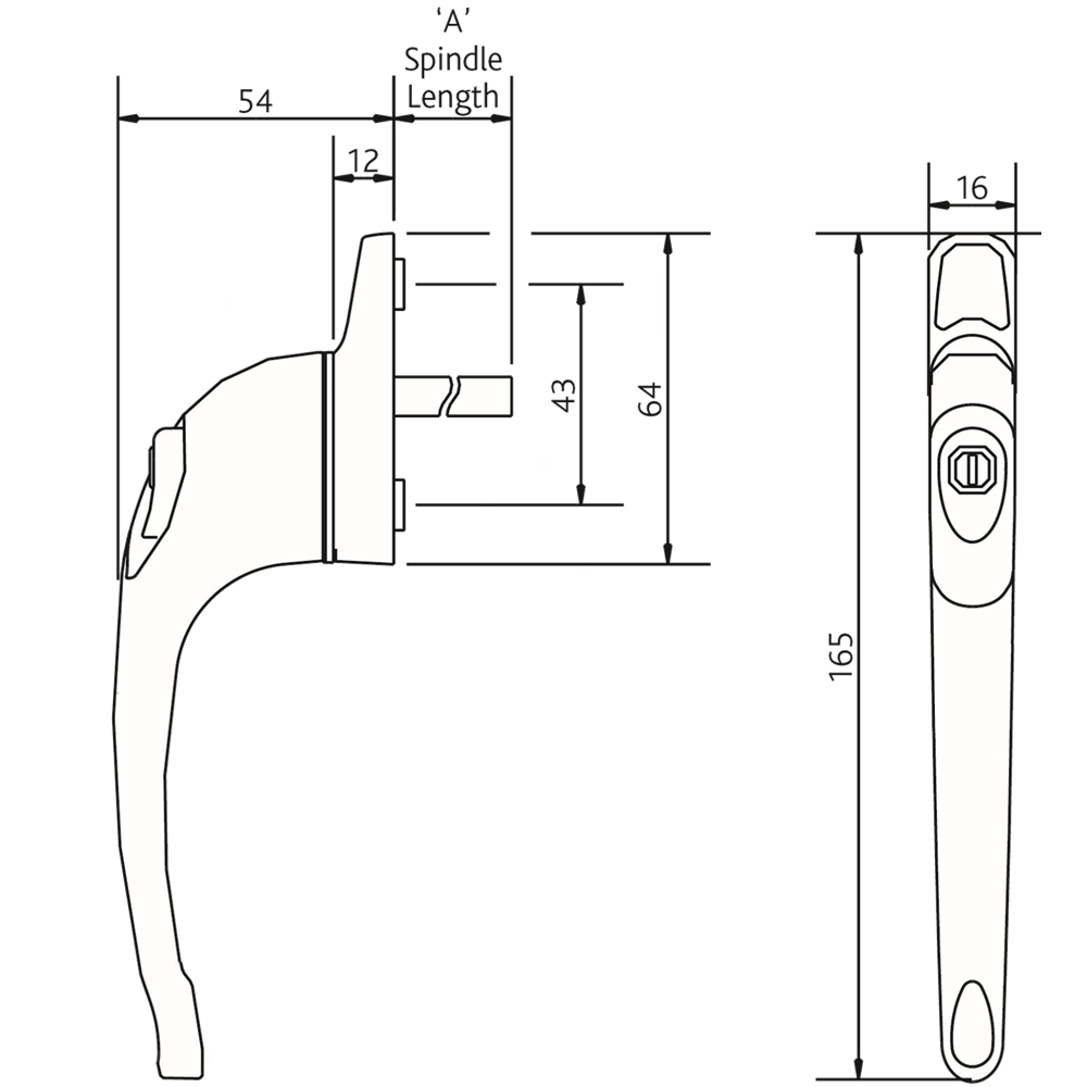 ERA Maxim Inline Locking Espag Handle