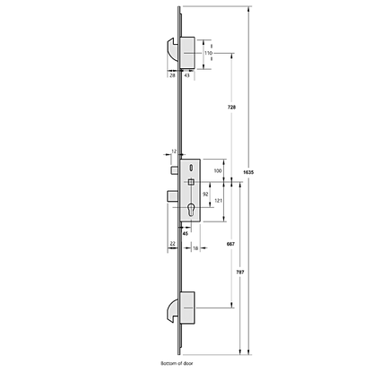ERA 2 Large Hook Split Spindle Latch & Deadbolt With 20mm Radius Faceplate