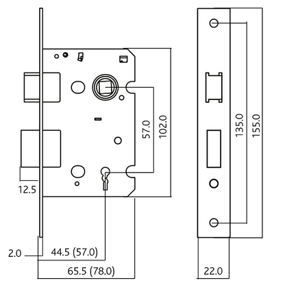 ERA Valiant 3 Lever Mortice Sashlock Square End