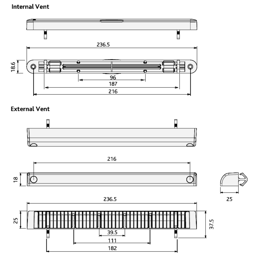 ERA Retro Fit Trickle Vent Internal & External Set 2500