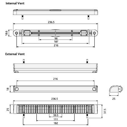 ERA Retro Fit Trickle Vent Internal & External Set 2500