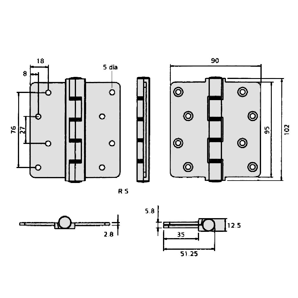 ERA Saracen Premier Homesafe Composite Single Door Butt Hinge 100mm (4 Inch)