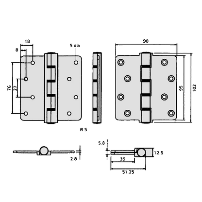ERA Saracen Premier Homesafe Composite Single Door Butt Hinge 100mm (4 Inch)
