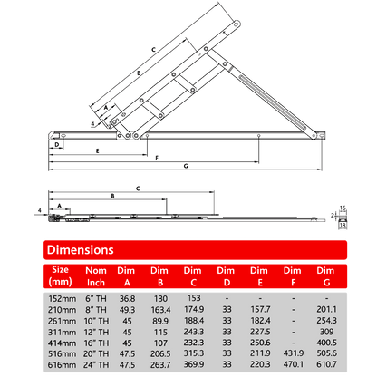 ERA Standard WFSES Top Hung Friction Hinge 13mm