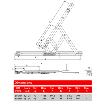 ERA Standard WFSES Side Hung Friction Hinge 17mm