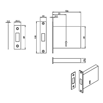 EUROSPEC FB2 3 Lever Mortice Deadlock