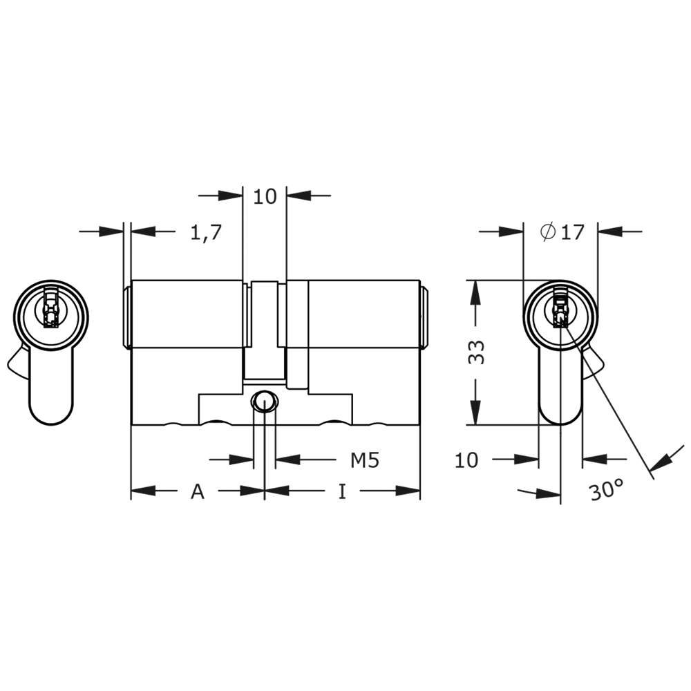 EVVA ICS Keyed Alike Pair DZ Double Euro Cylinder 6 Keys TS007 3*