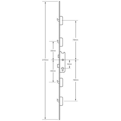 FUHR 856 Type 4 Lever Operated Latch & Deadbolt - 4 Hook