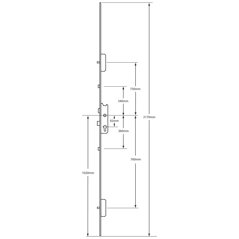 FUHR Lever Operated Latch & Deadbolt - 2 Round Bolt 2 Roller