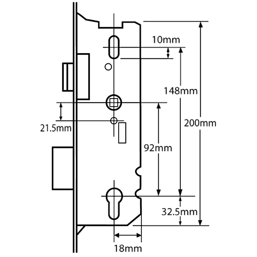 FUHR Lever Operated Latch & Deadbolt Split Spindle - Centre Case
