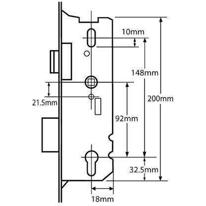 FUHR Lever Operated Latch & Deadbolt Split Spindle - Centre Case