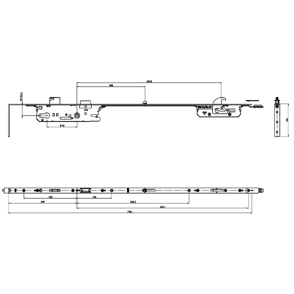 FUHR Stable Door Lock 1 Hook & 1 Roller Type 3 Top Section