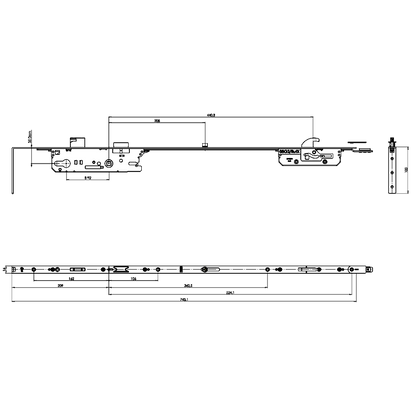 FUHR Stable Door Lock 1 Hook & 1 Roller Type 3 Top Section