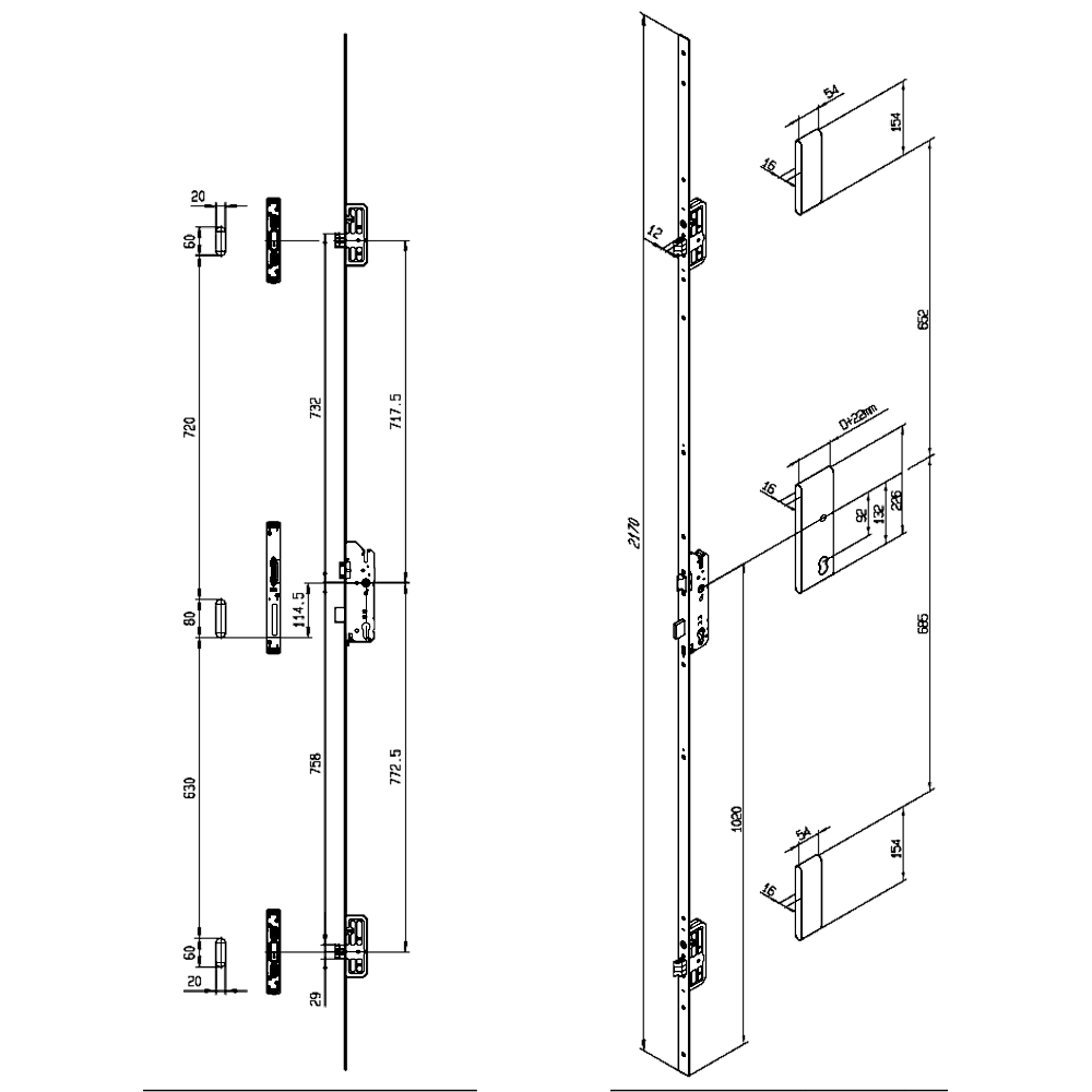 FUHR 833 Type 4 Auto Locking With Deadlocking Latch & 2 Latchbolts 16mm Faceplate