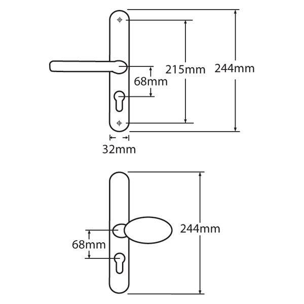 FULLEX 68 Lever/Pad UPVC Furniture - No Snib
