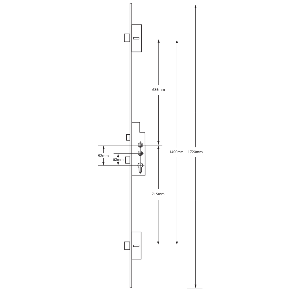 FULLEX Crimebeater 20mm Lever Operated Latch & Deadbolt Twin Spindle - 2 Dead Bolt