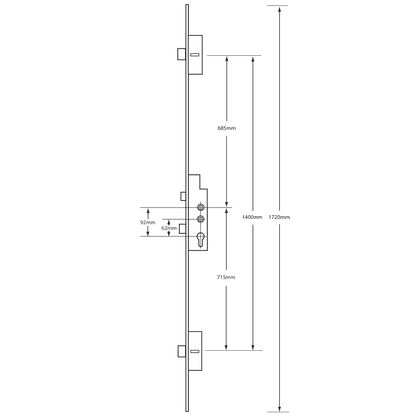 FULLEX Crimebeater 20mm Lever Operated Latch & Deadbolt Twin Spindle - 2 Dead Bolt