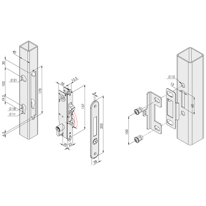 GATEMASTER ML4 Full Plate Mortice Gate Hook Lock