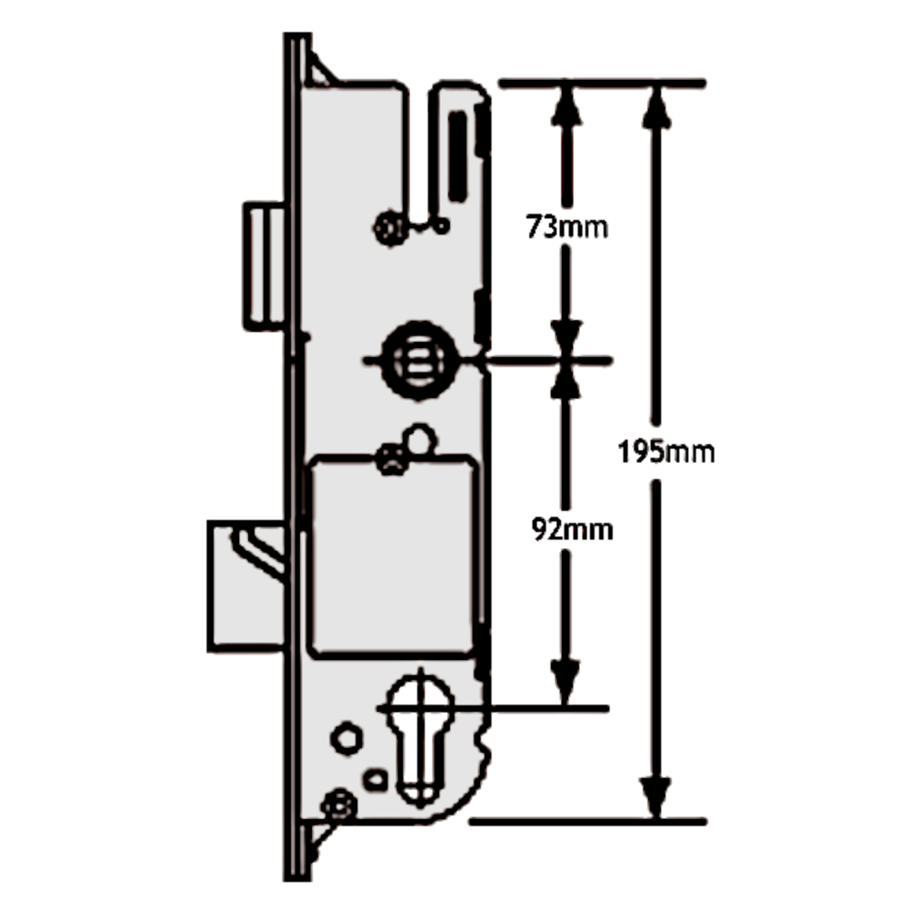 GU Lever Operated Latch & Deadbolt - Centre Case