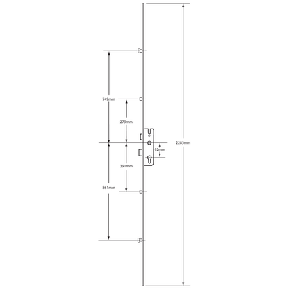 GU Secury Europa Lever Operated Latch & Deadbolt Split Spindle - 2 Roller & 2 Mushrooms