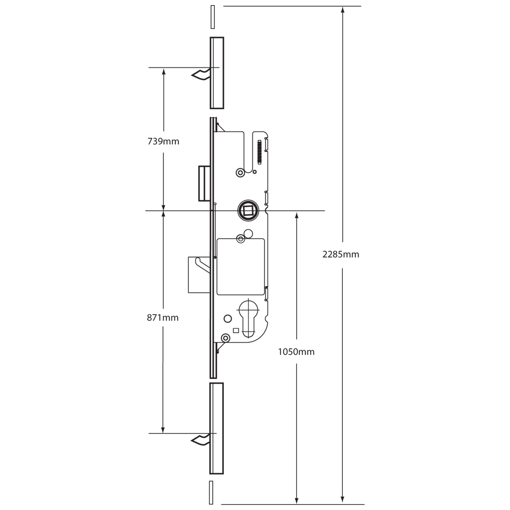 GU Tripact Lever Operated Latch & Deadbolt - 2 Small Hook