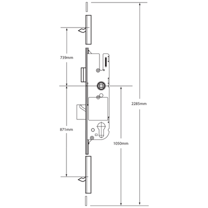 GU Tripact Lever Operated Latch & Deadbolt - 2 Small Hook