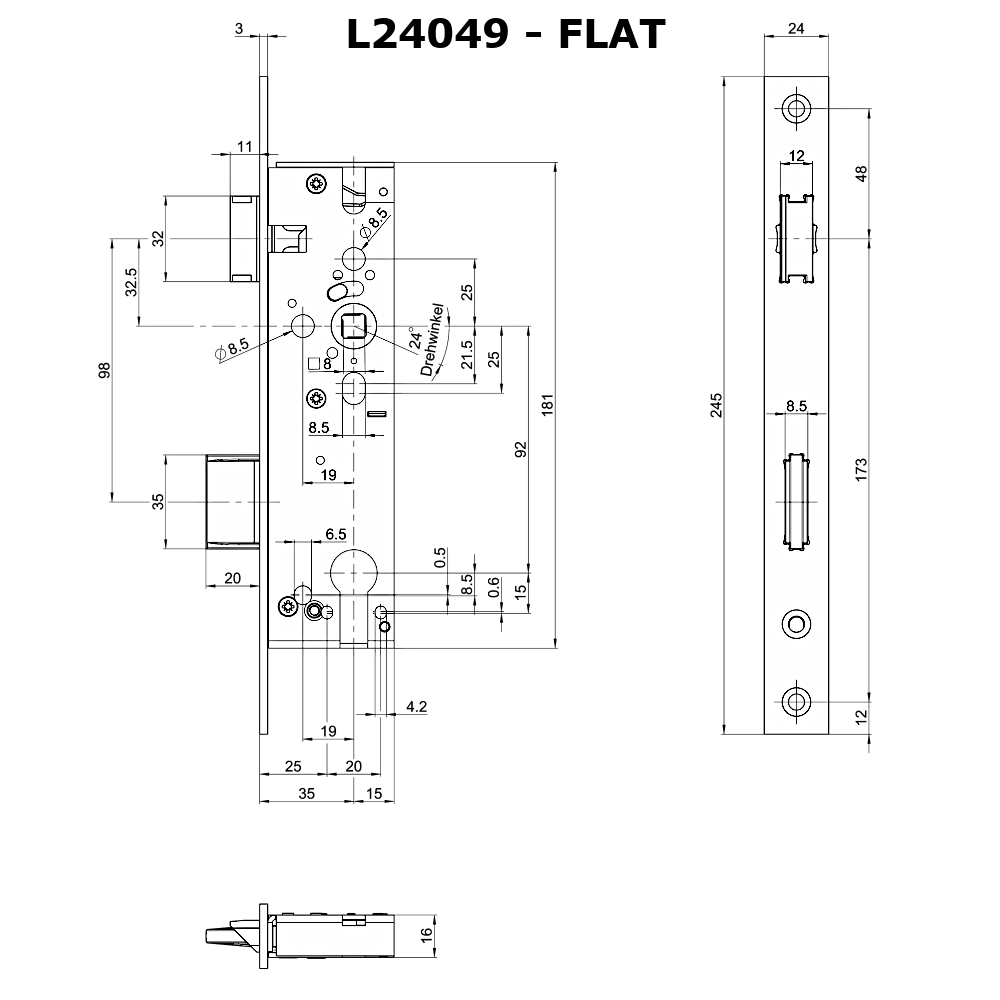GU BKS 1314 35/92 Narrow Style Mortice Sashlock