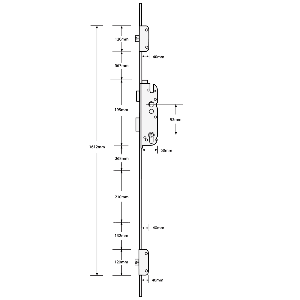 GU Secury Auto A2 1050 Multipoint Lock - 2 Deadlocks