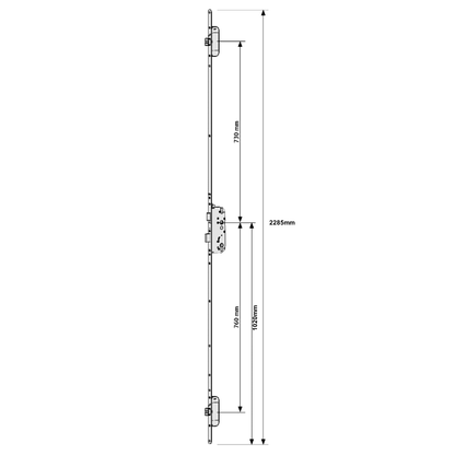 GU Secury Auto TENF With Standard Latch And 2 Deadlocks Square Faceplate 20x2285mm